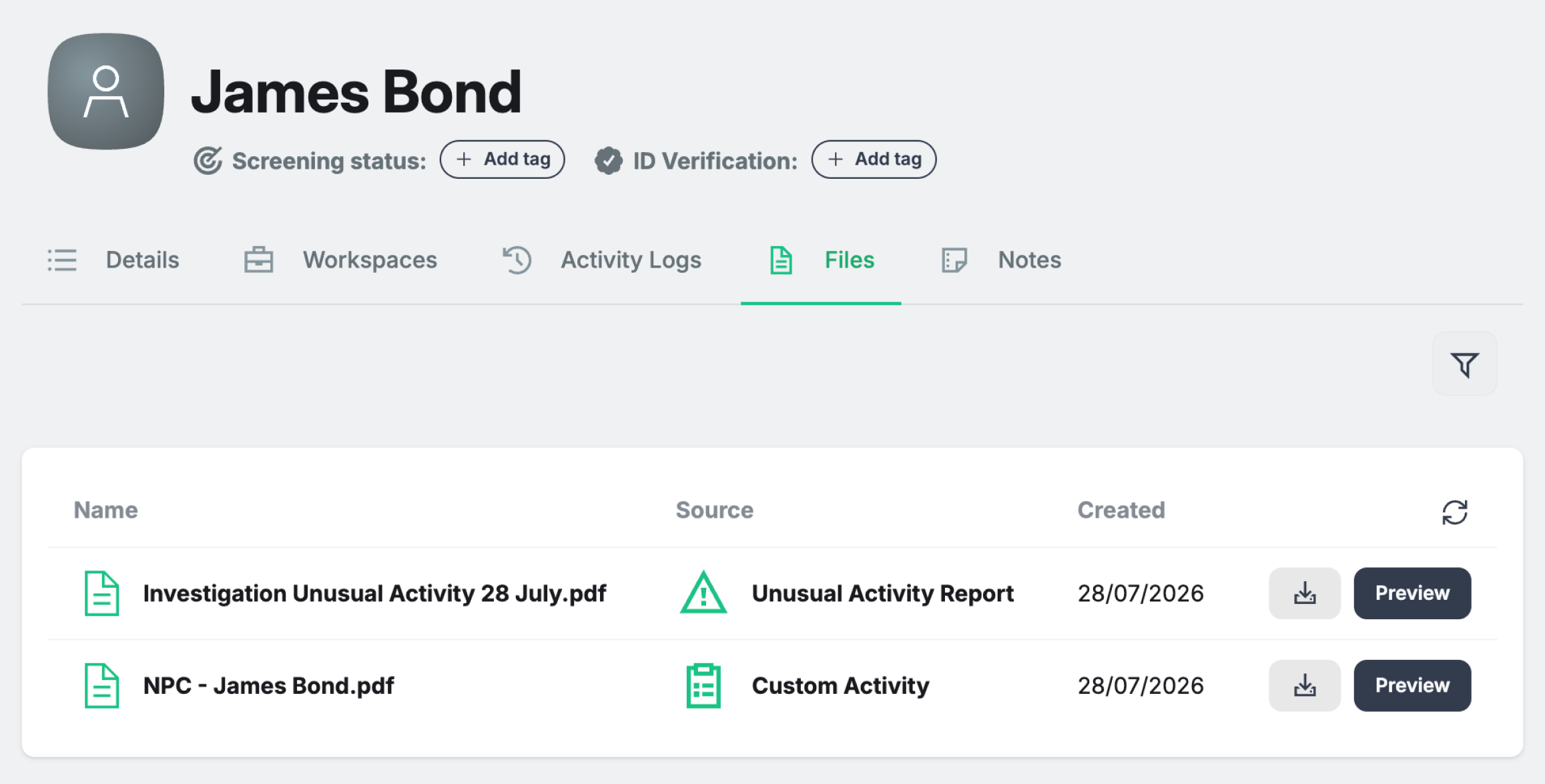 Display the Activity Log that a document came from