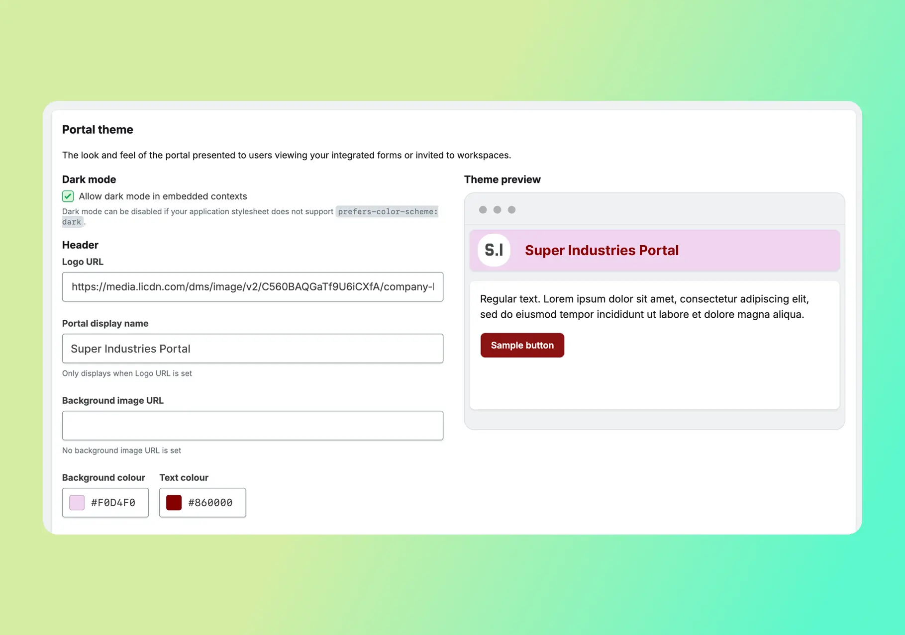 Customise the external portal